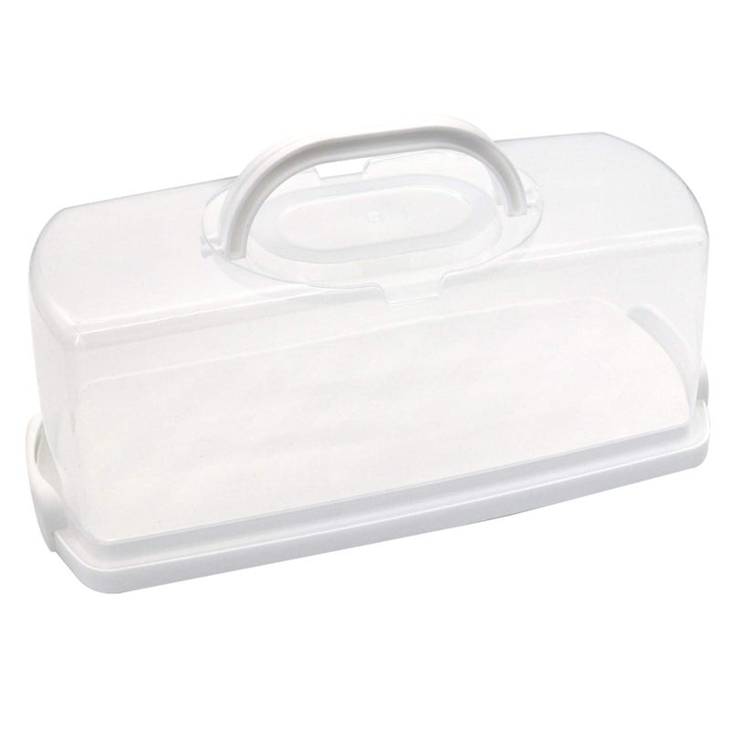 FEOOWV Portable Plastic Rectangular Loaf Bread Box with Transparent Lid, Bread Keeper for Carrying and Storing Loaf Cakes,Banana Bread,Pumpkin Bread,Quick Breads (White) - Image 1